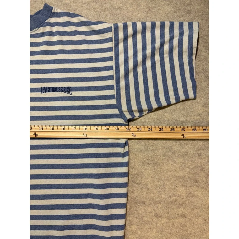 Vintage Levis Strauss & Co Striped T-Shirt Mens Large Blue White Made in USA